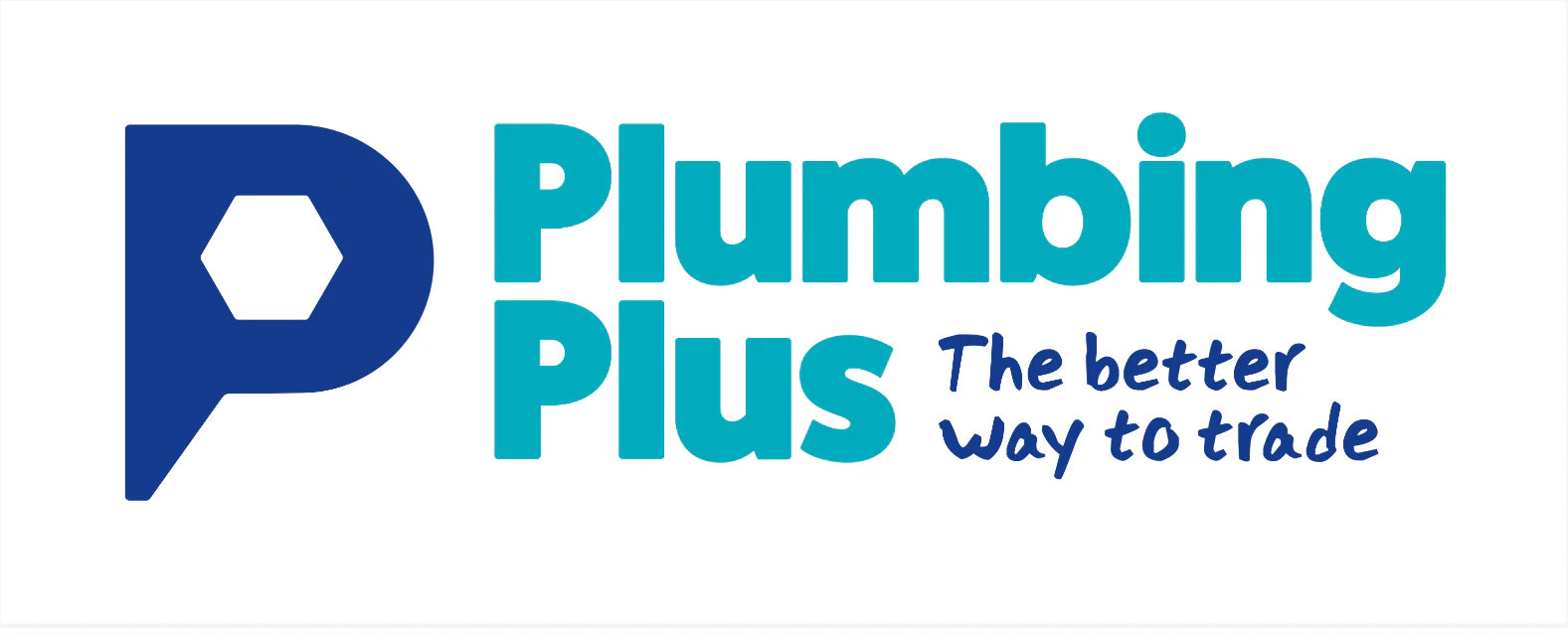 Logo of Plumbing Plus with a blue 'P' and text on a white background